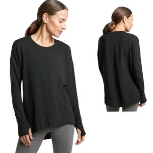 Athleta Coaster Luxe Recovery Sweatshirt Black Tunic Pullover Sz L